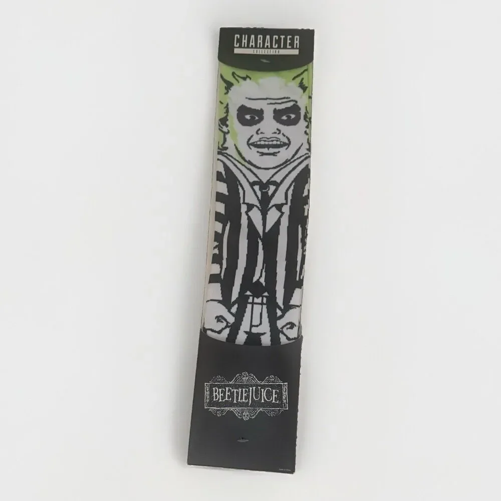 Beetlejuice 360 Men's Character Crew Socks Size 10-13 Gift  Movie Halloween Fans